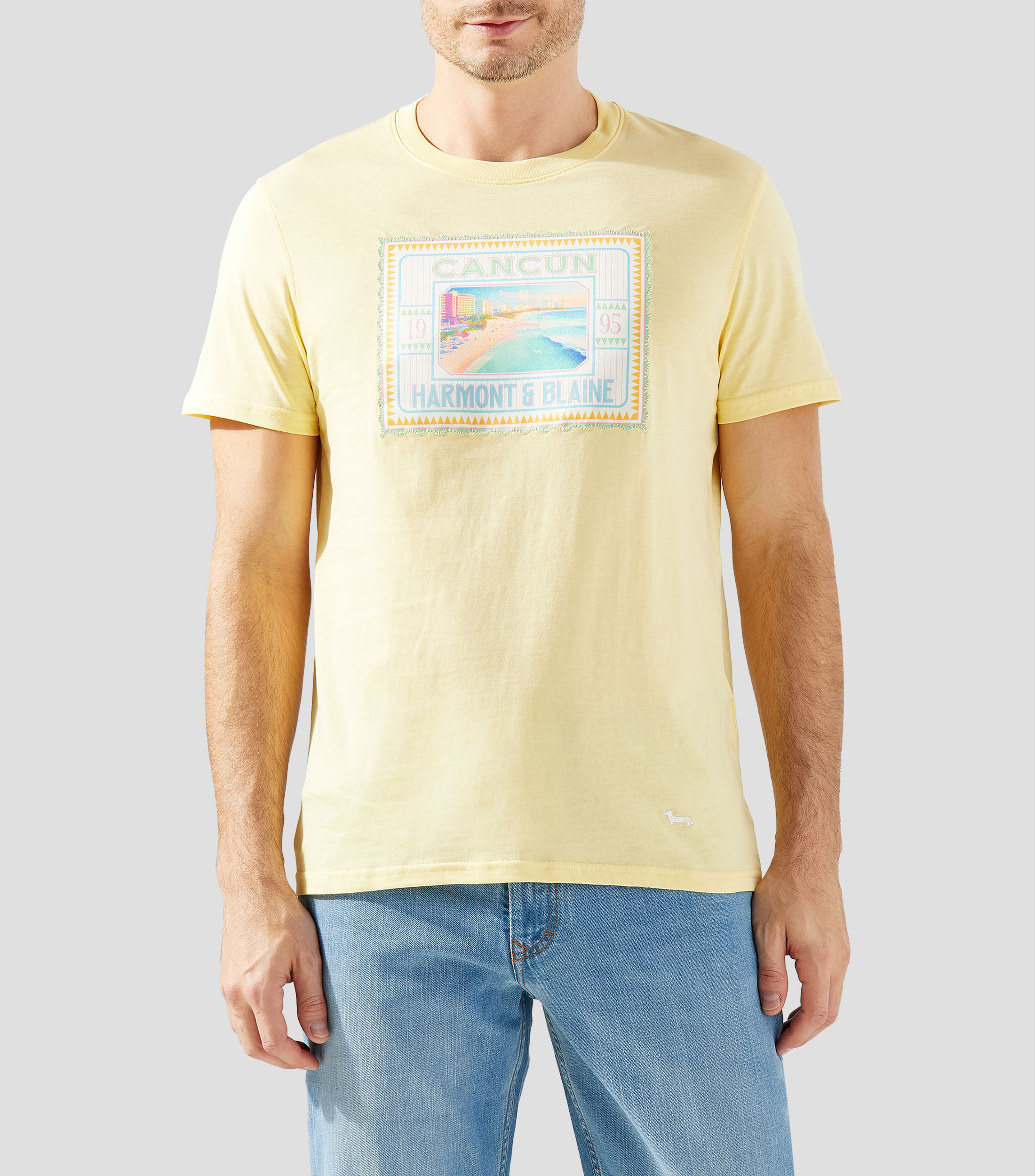 Playera cuello redondo manga corta estampada Hombre